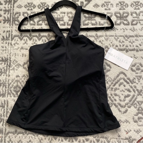 NWT ATHLETA Crossed Tankini Black Swim Top Size Large MSRP $84 - SOLD OUT ONLINE - Picture 3 of 7